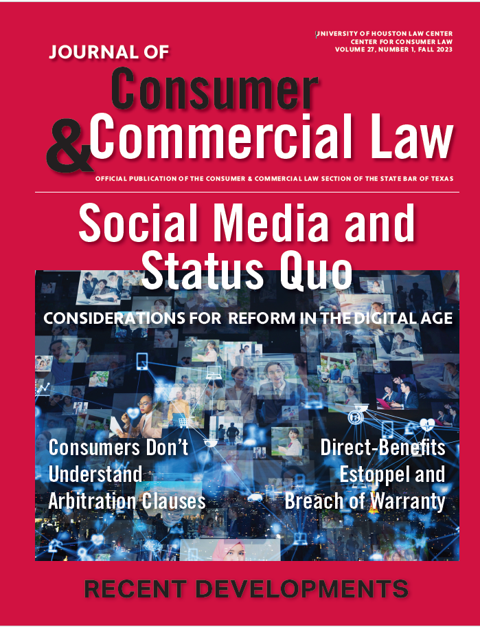 Cover of Consumer and Commercial Law journal for Fall 2023